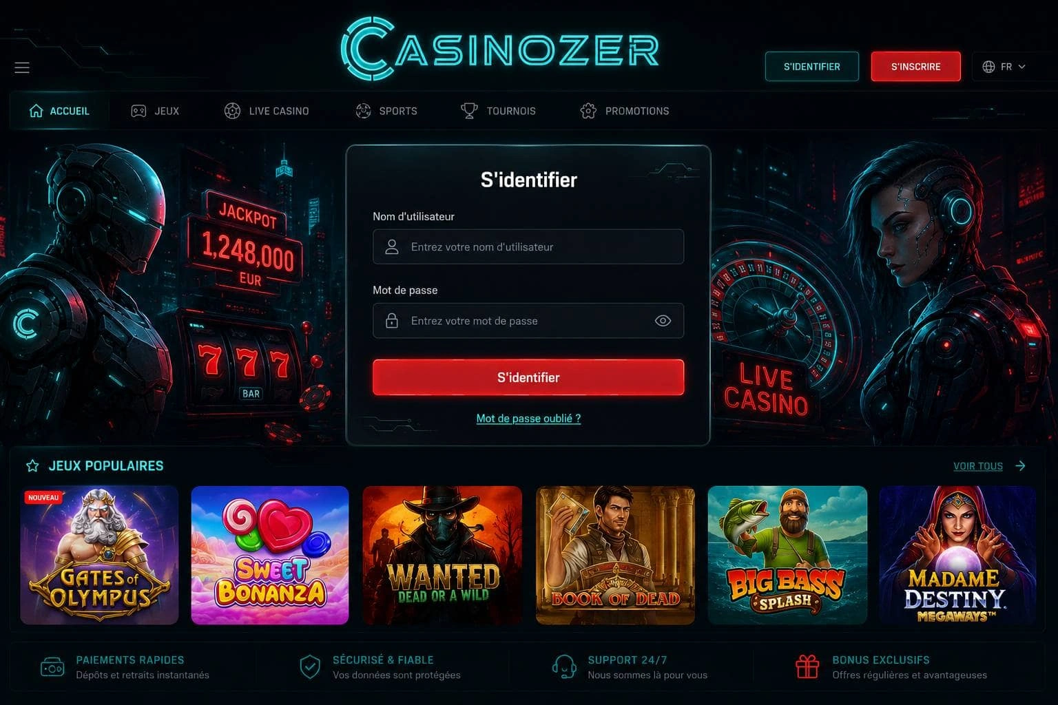 Connexion au compte Casinozer connexion